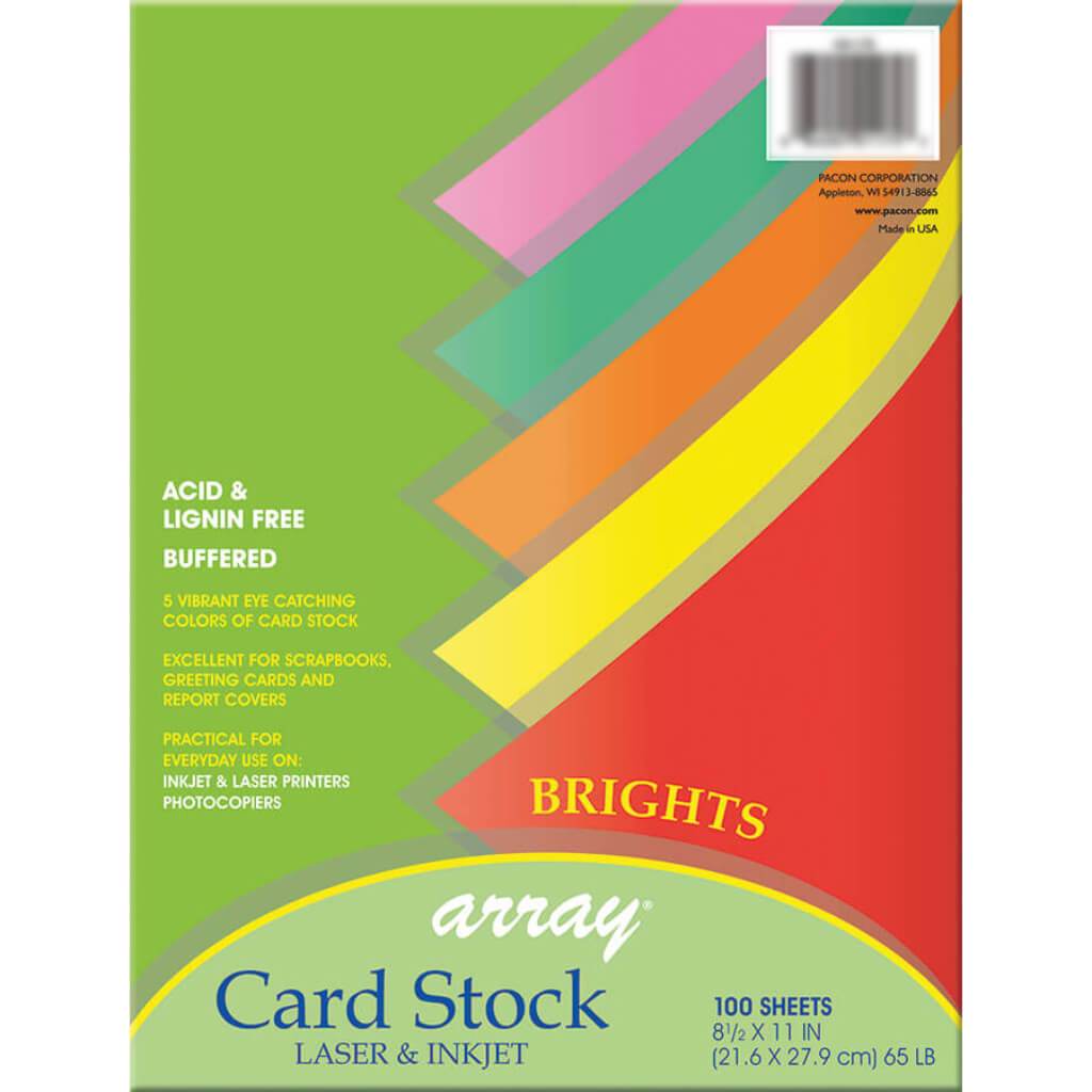 Array Card Stock Laser and Inkjet 8.5in x 11in Bright Colors