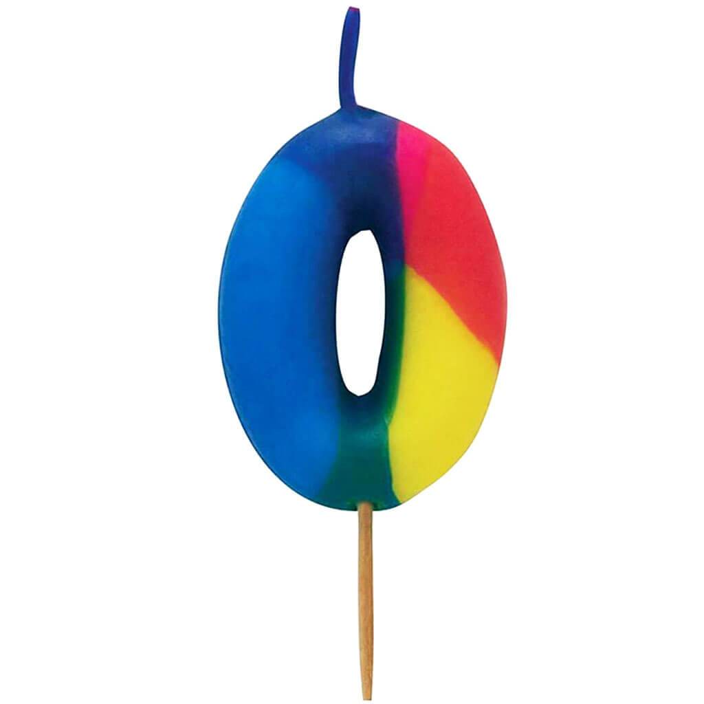 Tie Dyed Numeral Birthday Candle #0