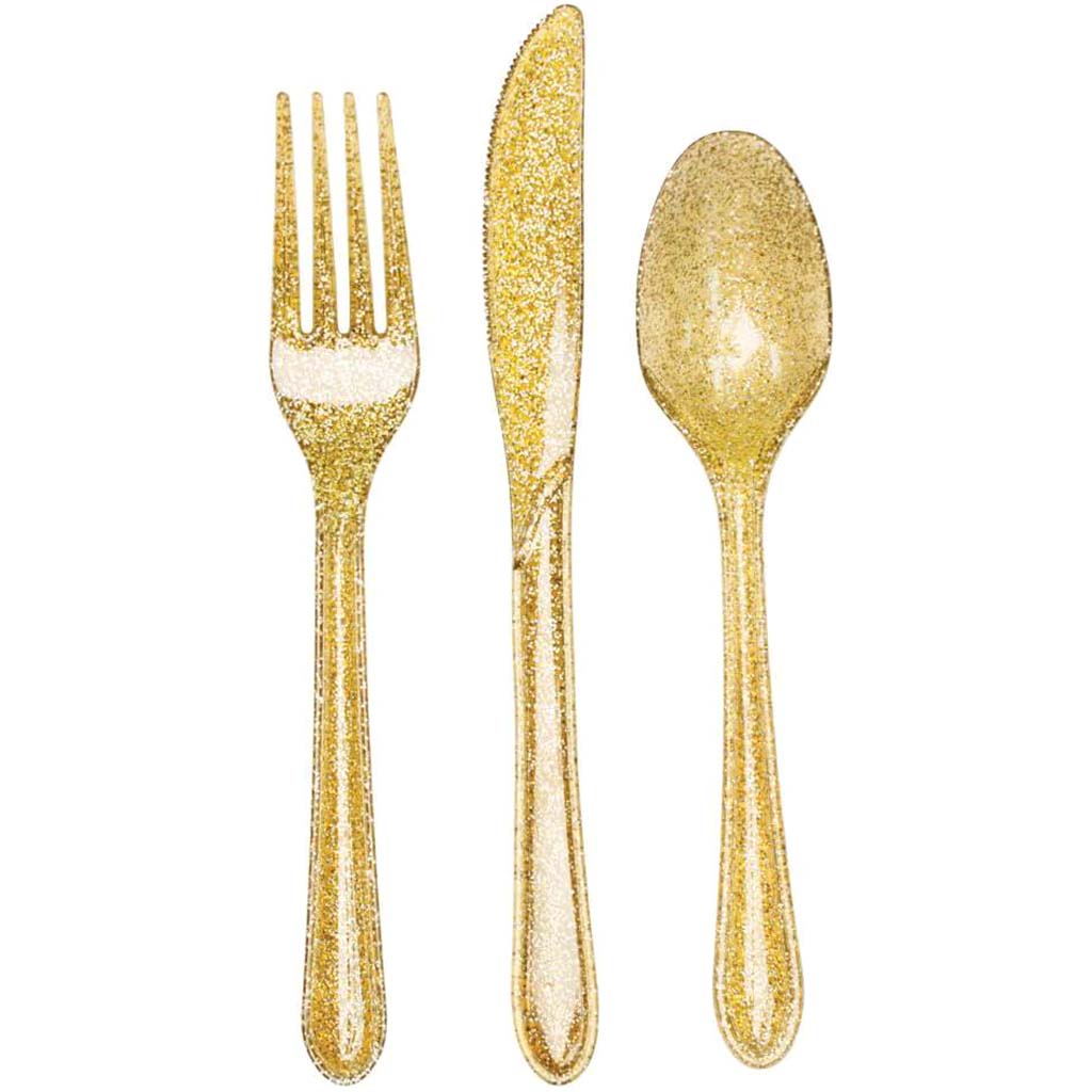 Cutlery With Glitter Glitz Gold 