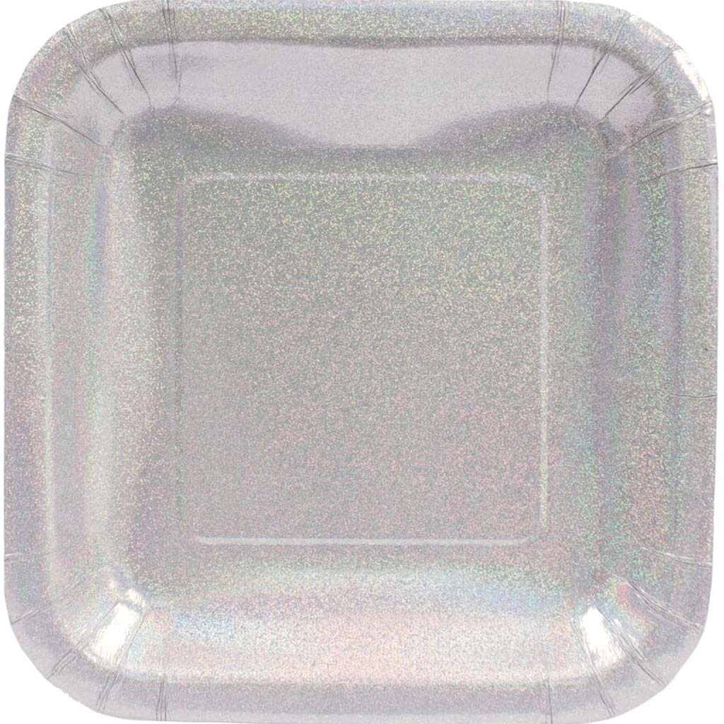 Paper Lunch Plates 7in 8ct, Glitz Silver 