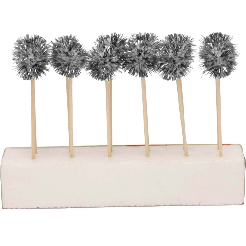 Party Picks Pom Pom Cocktail Glitz Silver 