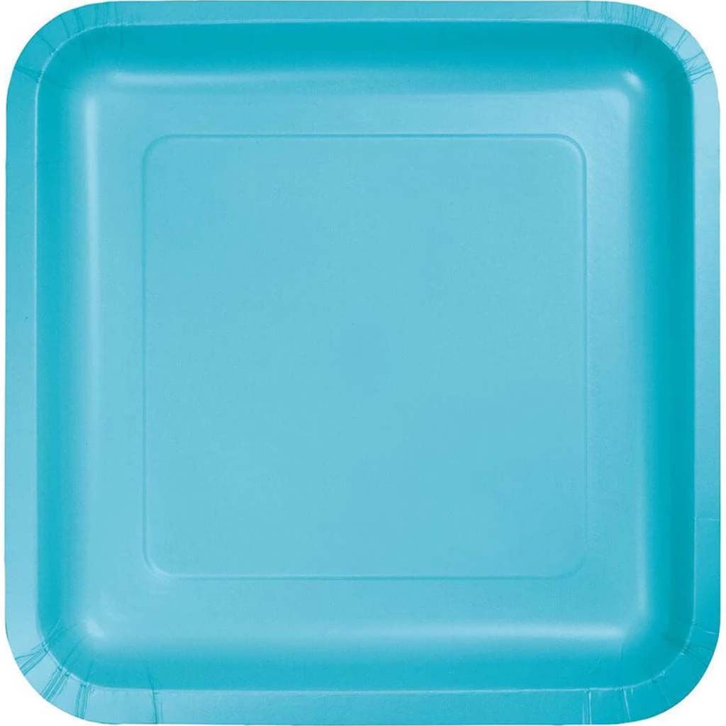 Bermuda Blue Paper Plates Square 8in 18ct 