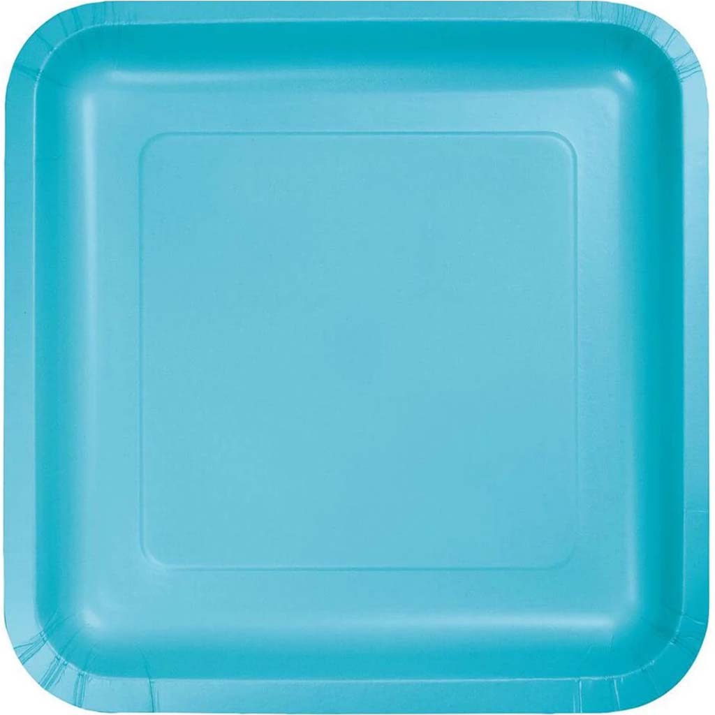 Bermuda Blue Paper Plates Square 9in 8ct 