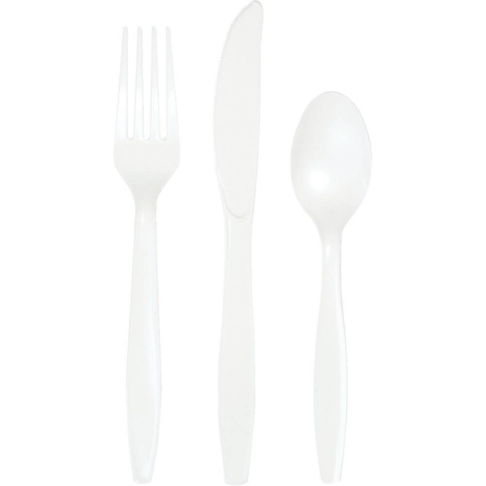 White Premium Plastic Cutlery Set 24ct 