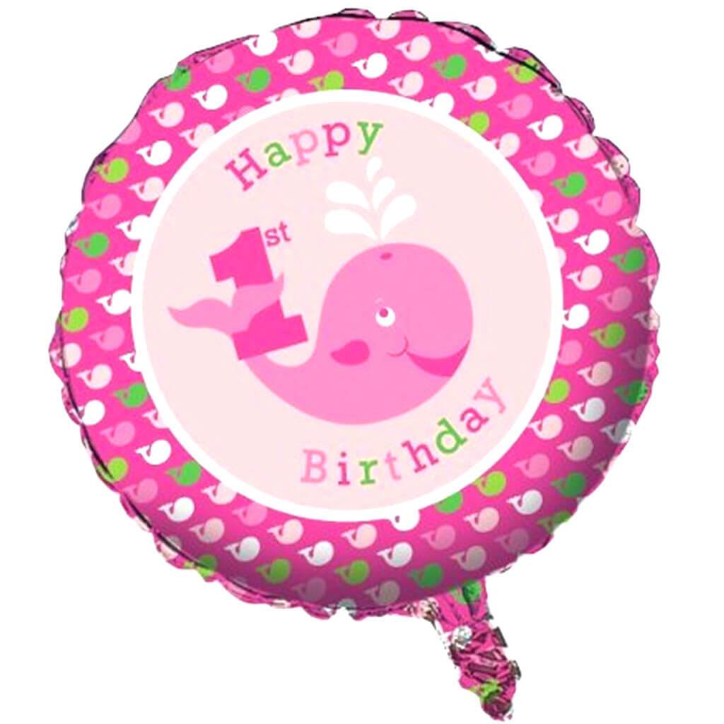 Ocean Preppy Girl 1st Birthday Foil Balloon, 18in