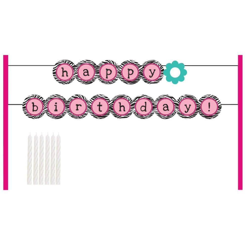 Pink Zebra Cake Banner Kit 