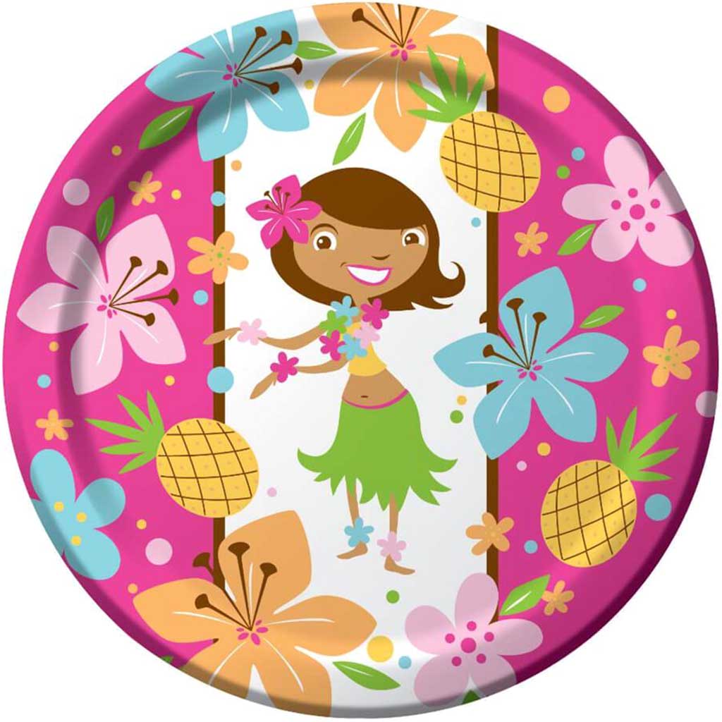 Pink Luau Fun, Dinner Plates 9in 8ct 