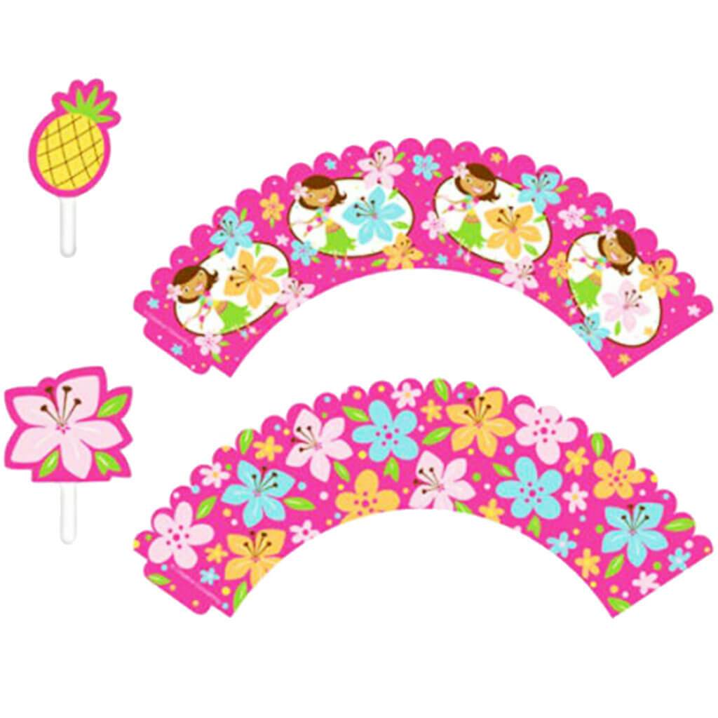 Hula Girl Luau Cupcake Wrappers, 12ct
