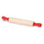 Wood Rolling Pin with Red Handle