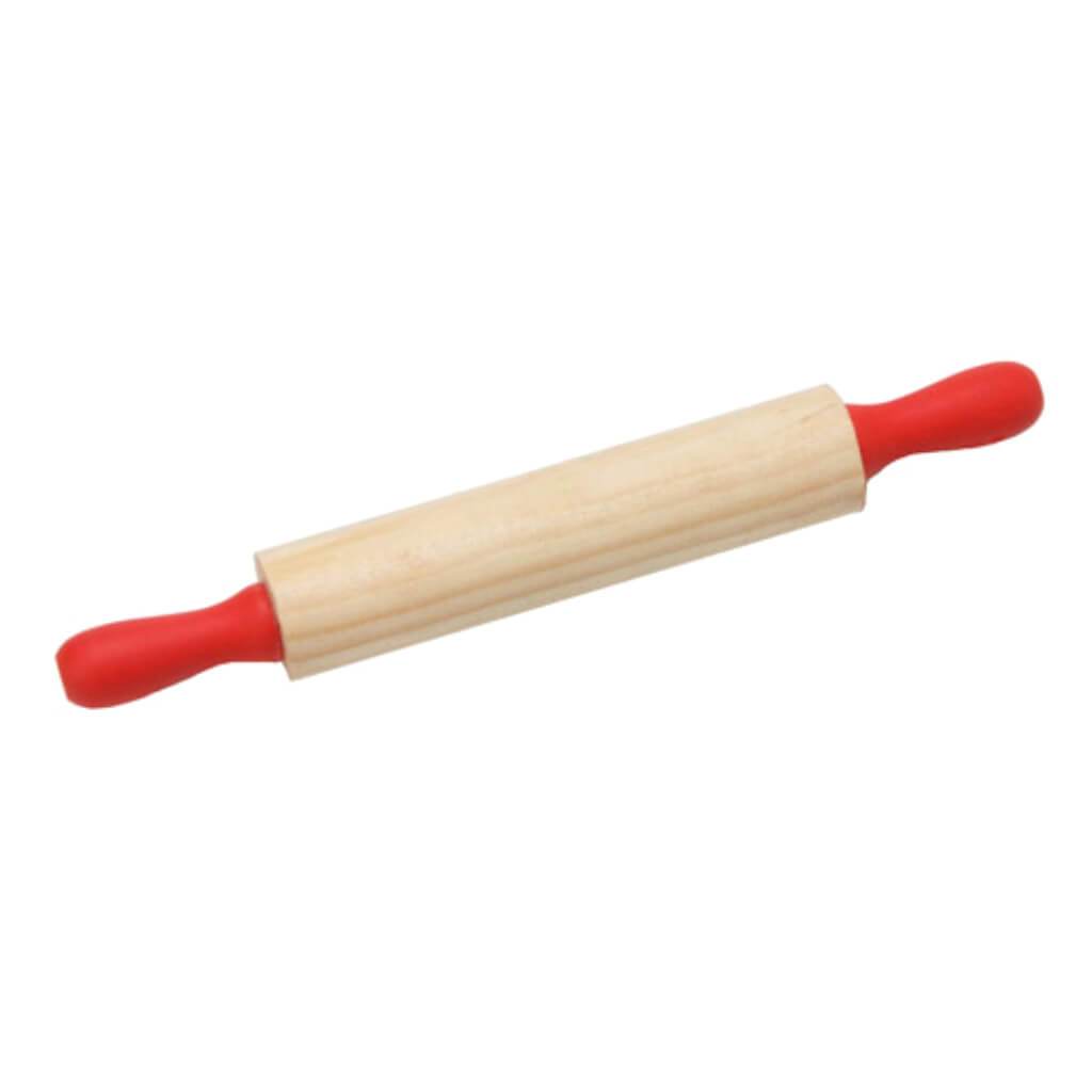 Wood Rolling Pin with Red Handle