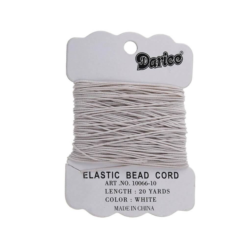 ELASTIC BEAD CORD EXTRA FINE 20YD WHITE 