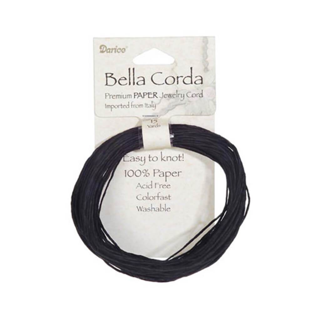 Bella Corda Italian Paper 1mm Jewelry Cord Black 15 yards