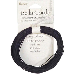 Bella Corda Italian Paper 1mm Jewelry Cord Black 15 yards 