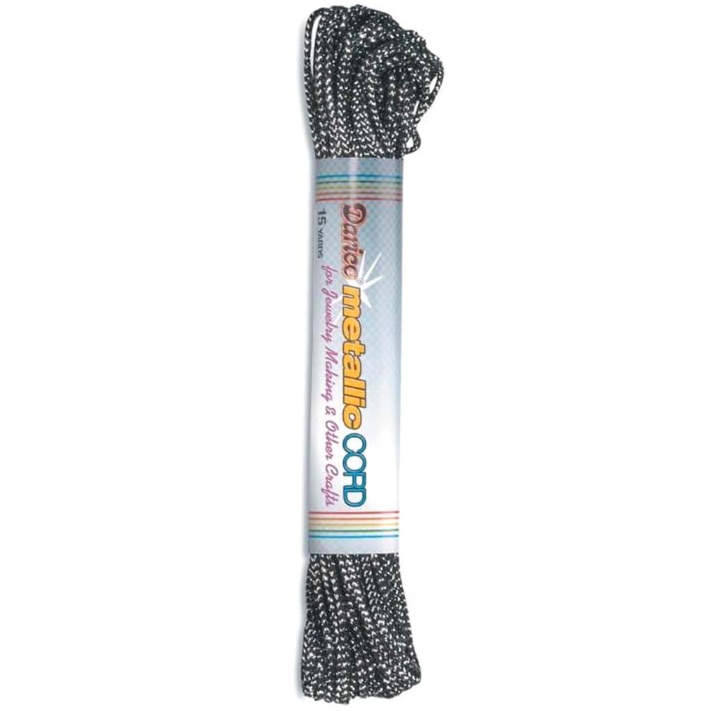 CORD MET BLK &amp; SILVER 15YD SILVER 