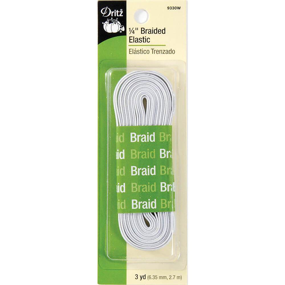 Dritz Braided Elastic White 1/4 inch x 3 yards 