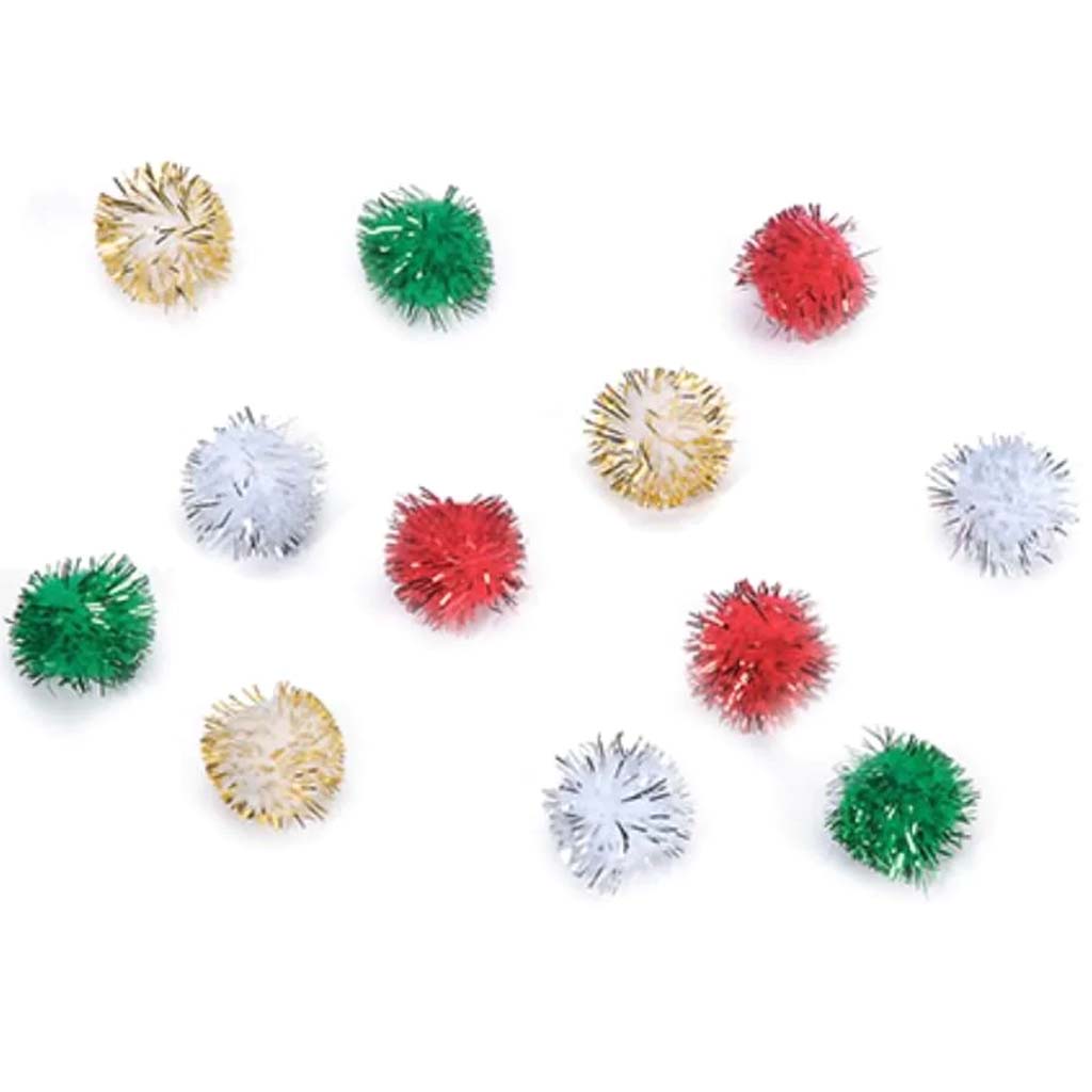 Tinsel Pom-Poms Christmas 10mm 120 pieces 