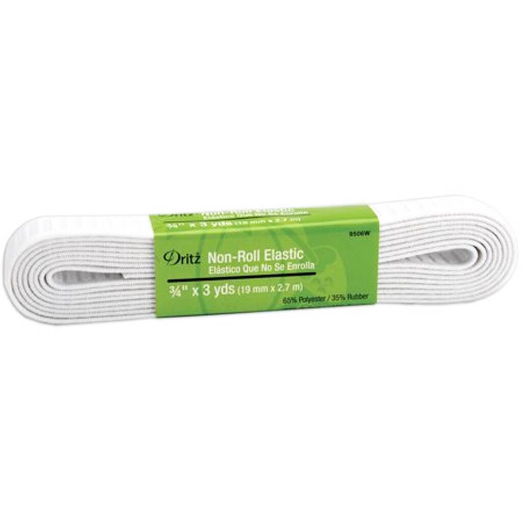 Nonroll Flat Elastic White 3yd x 3/4in