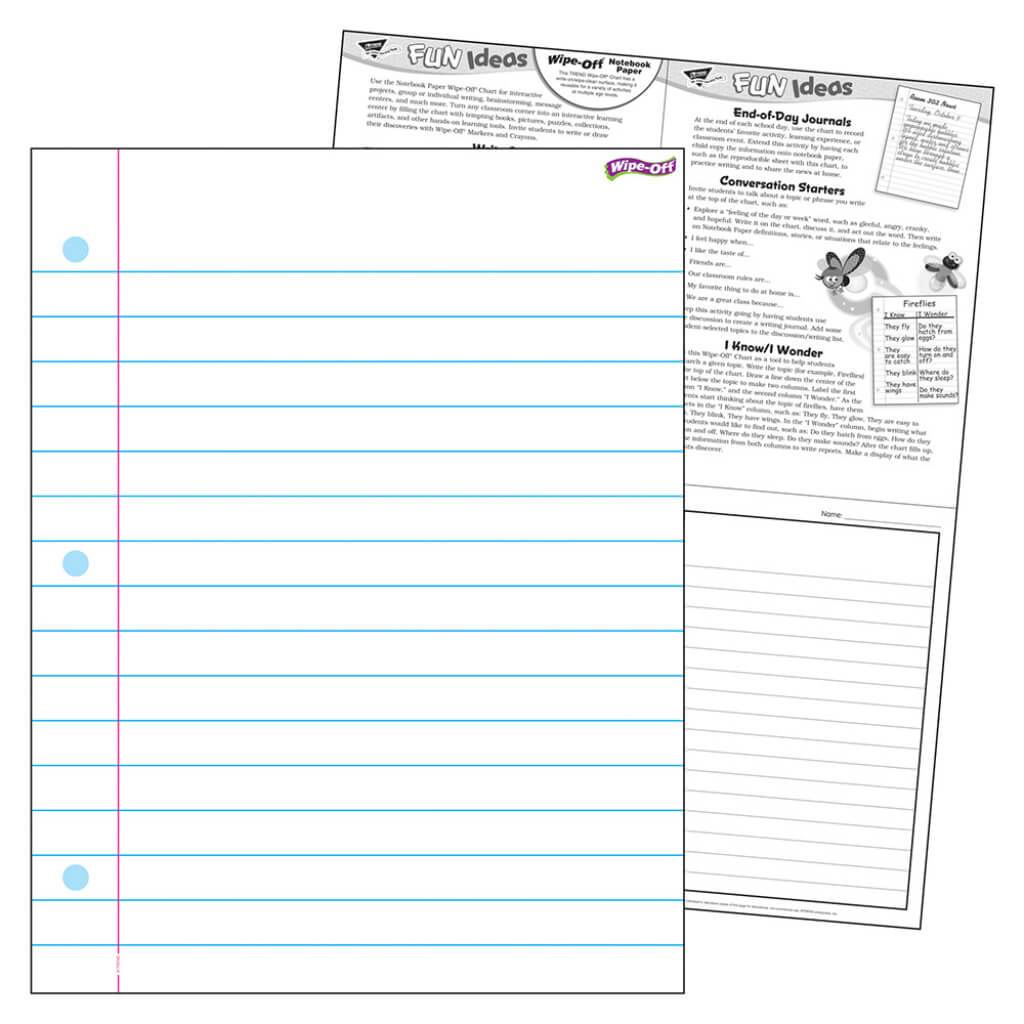 Notebook Paper Wipe-Off Chart 