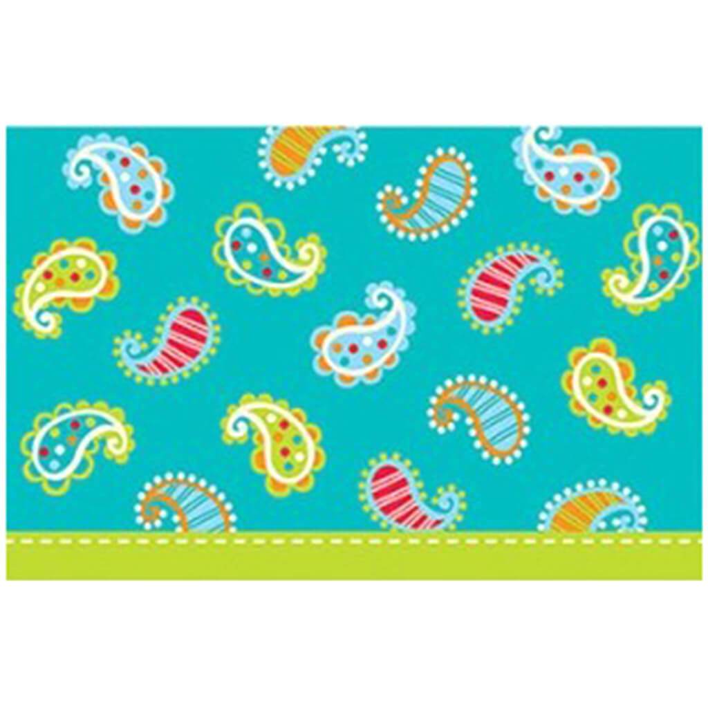 Note Card Paisley On Turquoise