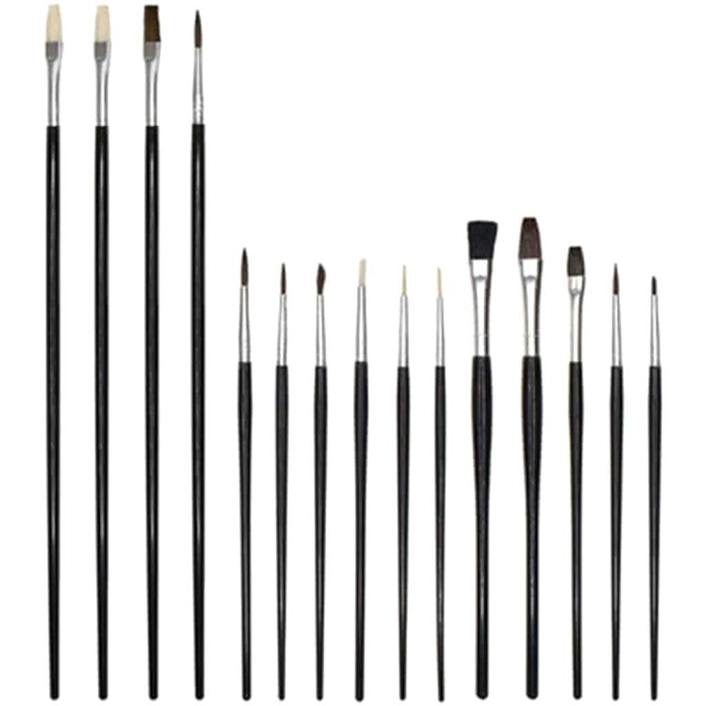 Artist Brush Set: Student Grade 15 pc Black Handle Complete Range 