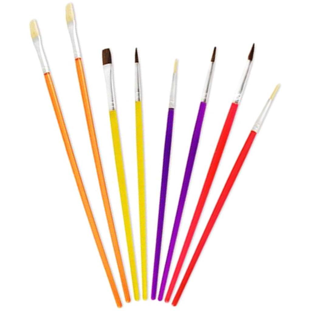 Artist Brush Set: Student Grade 8 pc Colored Acrylic Handle 