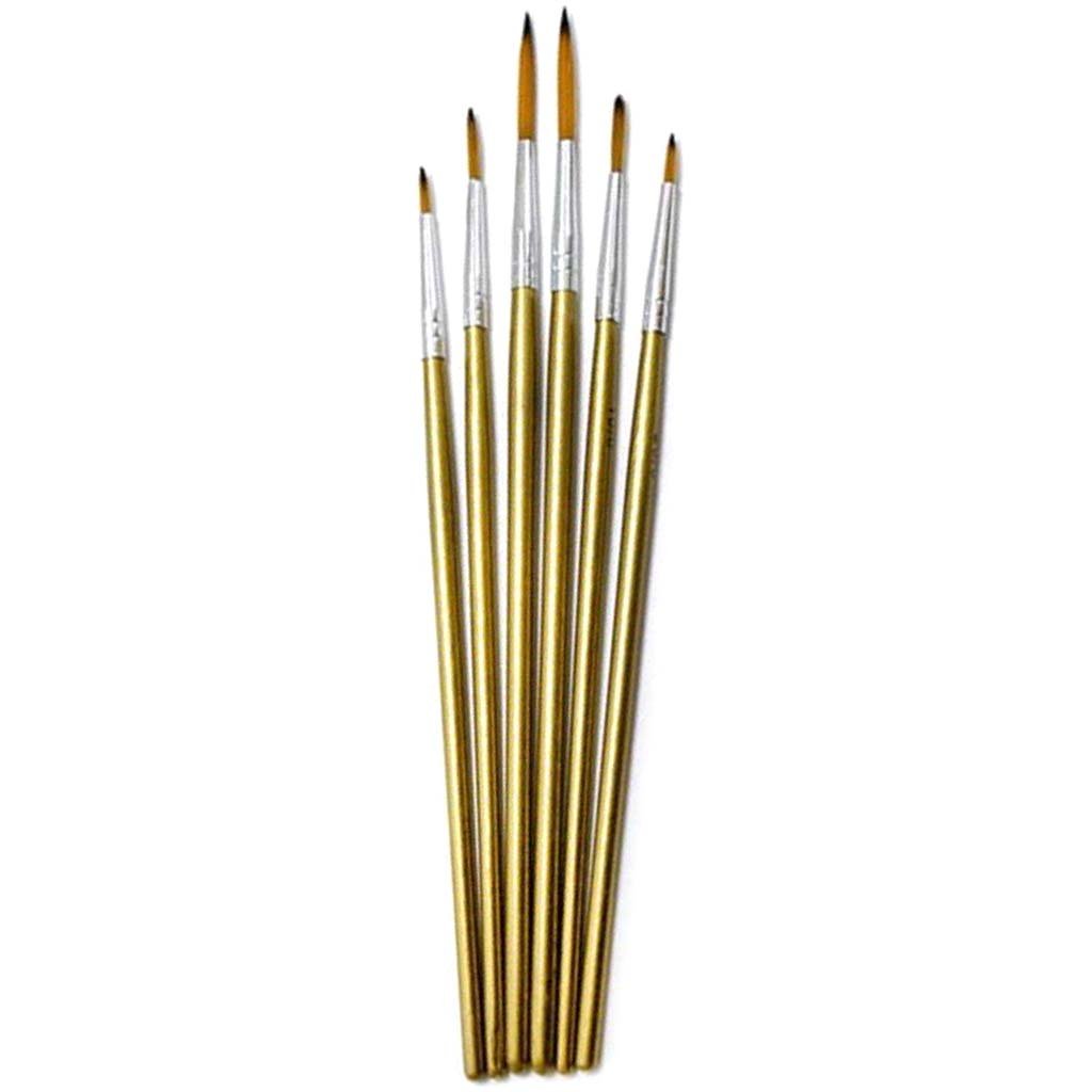 Artist Brush Set: Deluxe Round Kit x6 Wood Handle 