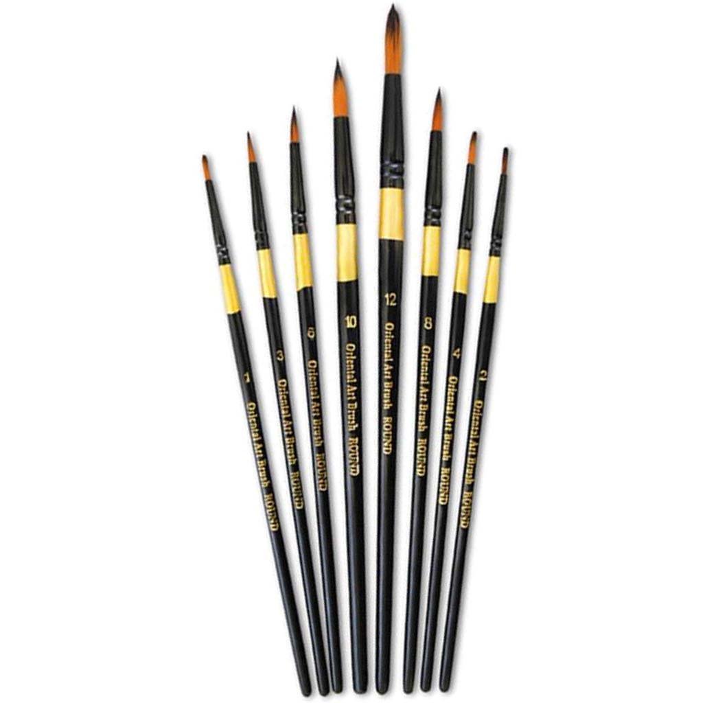 Artist Brush Set: Oriental Art Inspired x8 Wood Handle A Round Set 