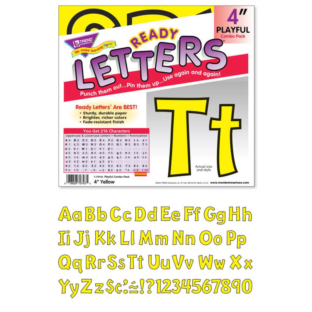 Ready Letters Playful Combo Pack Yellow 4In 