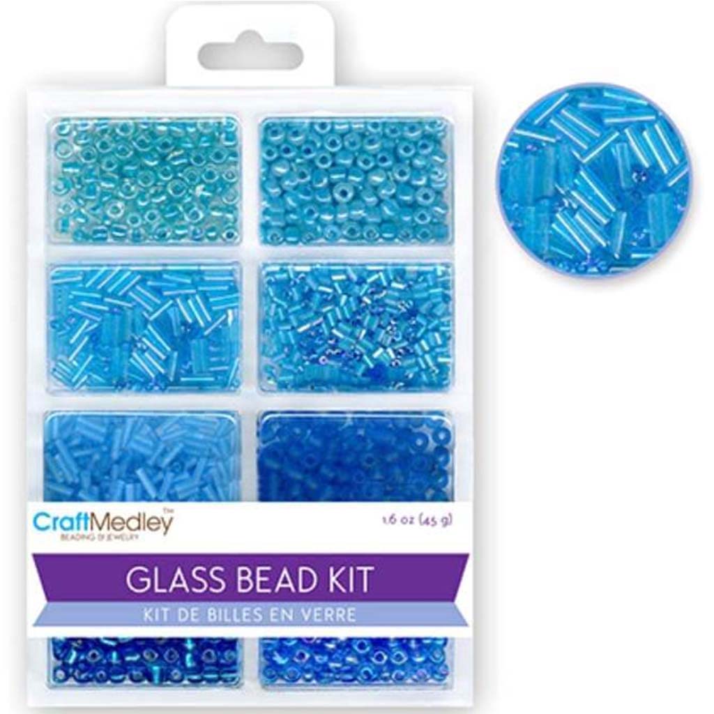 BEADGLASS KIT BLUES ROCA BUGLE  BLUE 