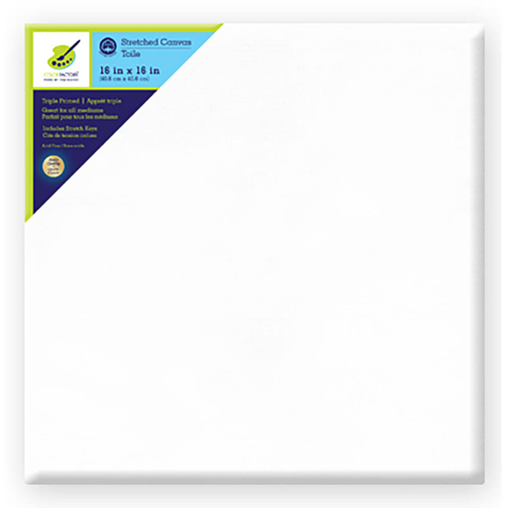 Stretch Artist Canvas: Square 16in x 16in Primed Back-Stapled