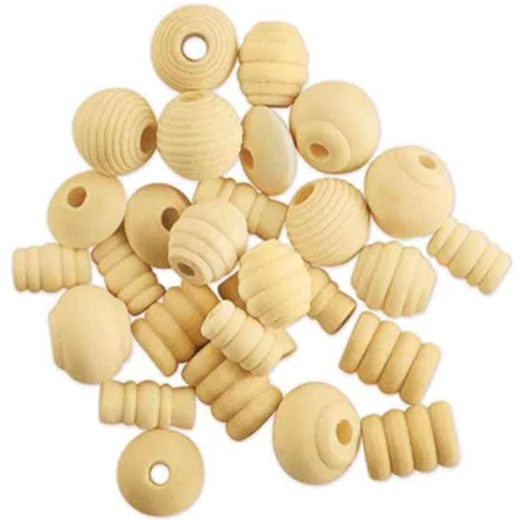BEAD CRAFTWOOD ASTD NAT 12MM NATURAL 