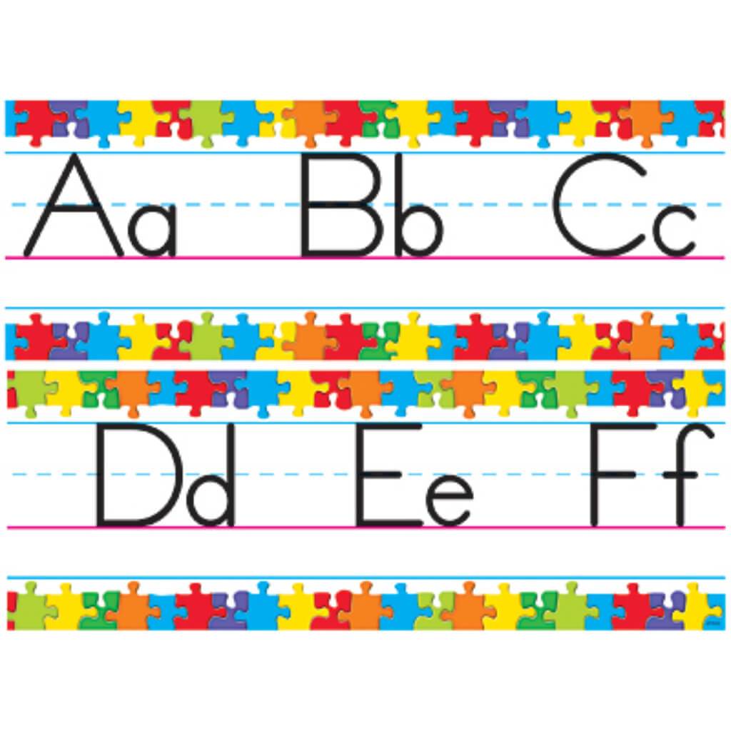 Jigsaw Alphabet Line Zaner Bloser Manuscript Bulletin Board Set 