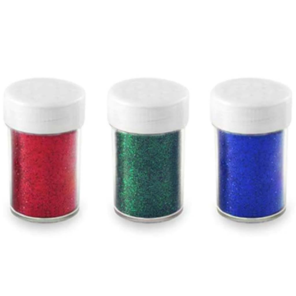 GLITTER SHAKERS RED, GREEN, &amp; BLUE 