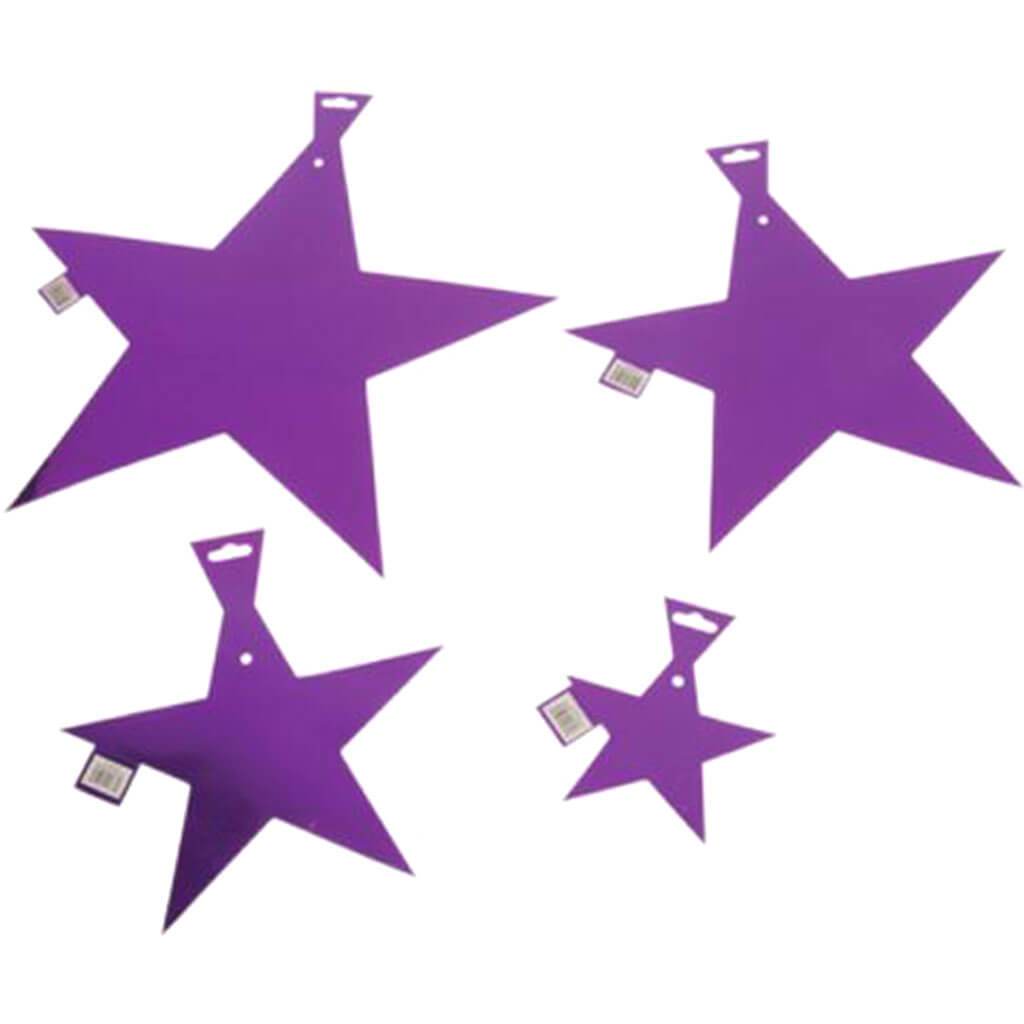 Purple Foil Stars Cutout 9in