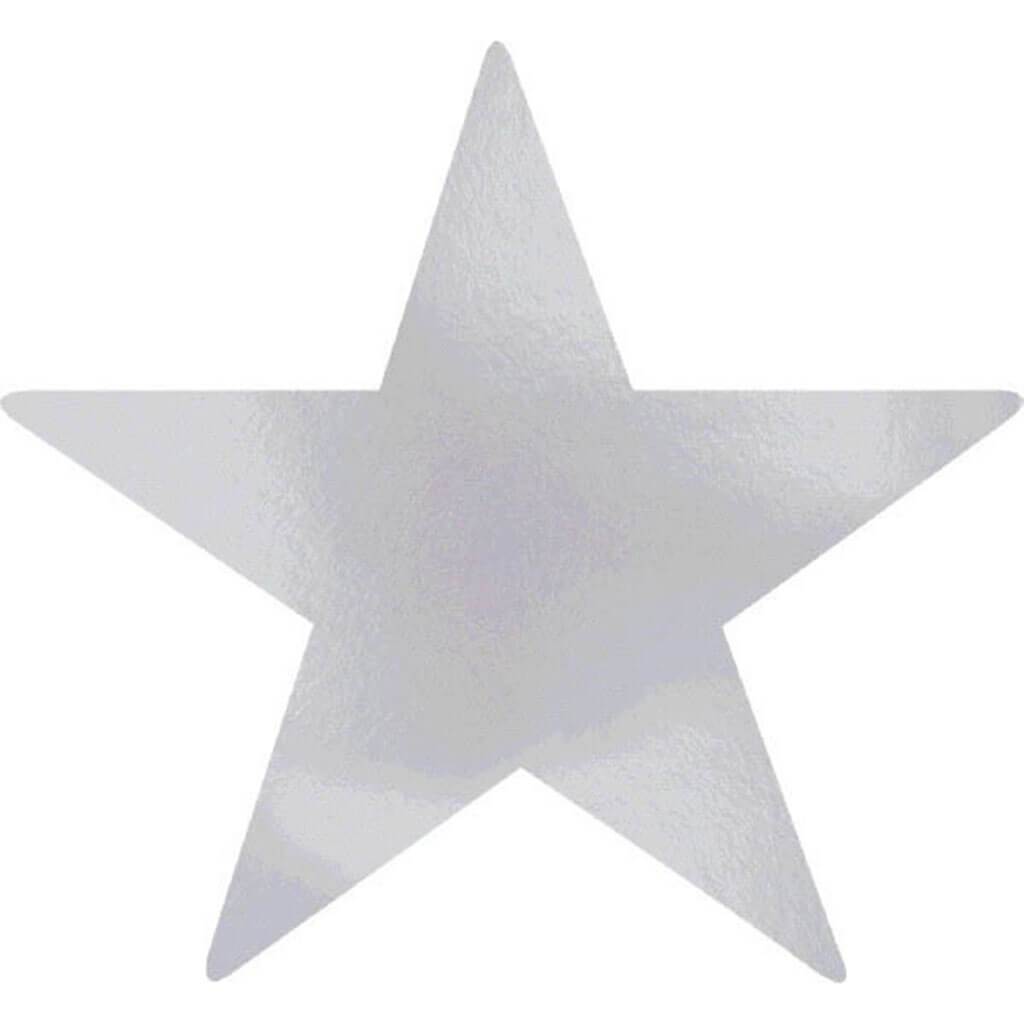 Silver Foil Stars Cutout 9in