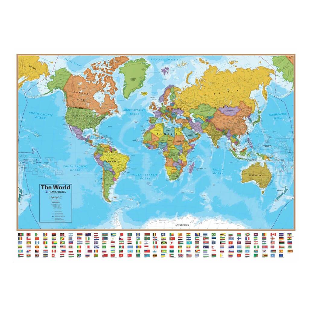 Hemisphere World Map Laminated 