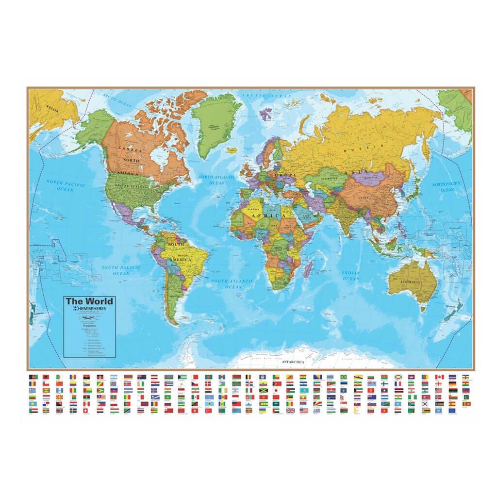 Hemisphere World Map Laminated 