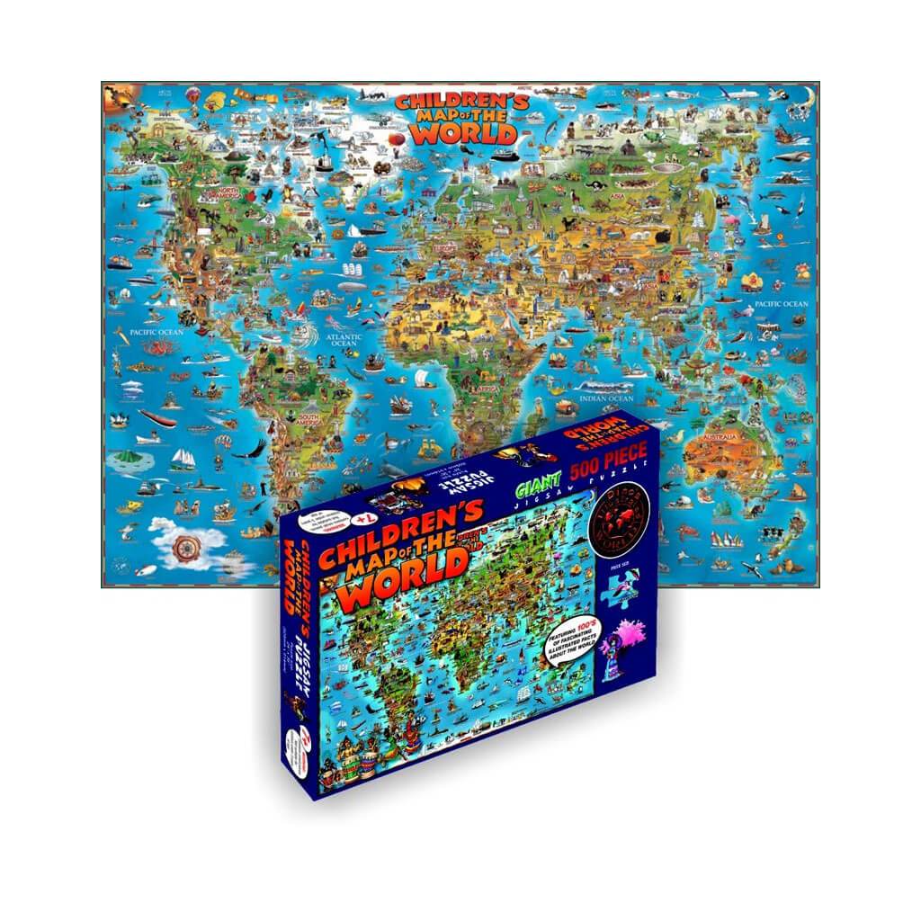 Dino&#39;S Map Of The World 500 Pieces Puzzle 