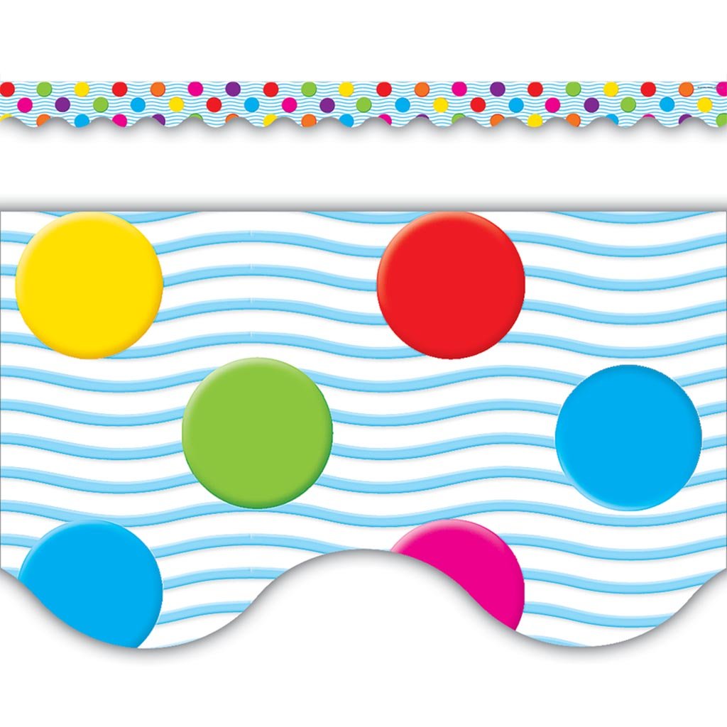 Scalloped Border Multicolor Polka Dots