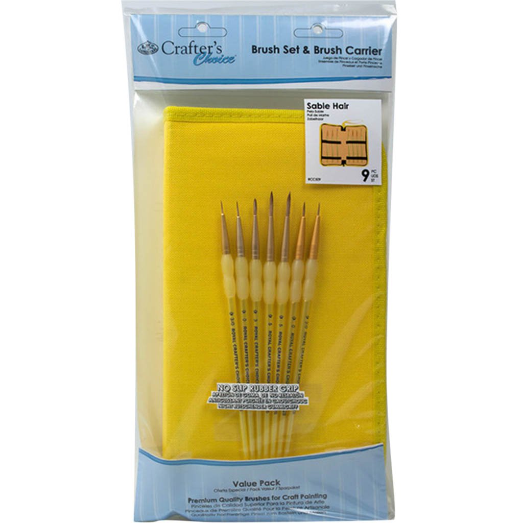 Sable Hair and Brush Carrier Set Yellow