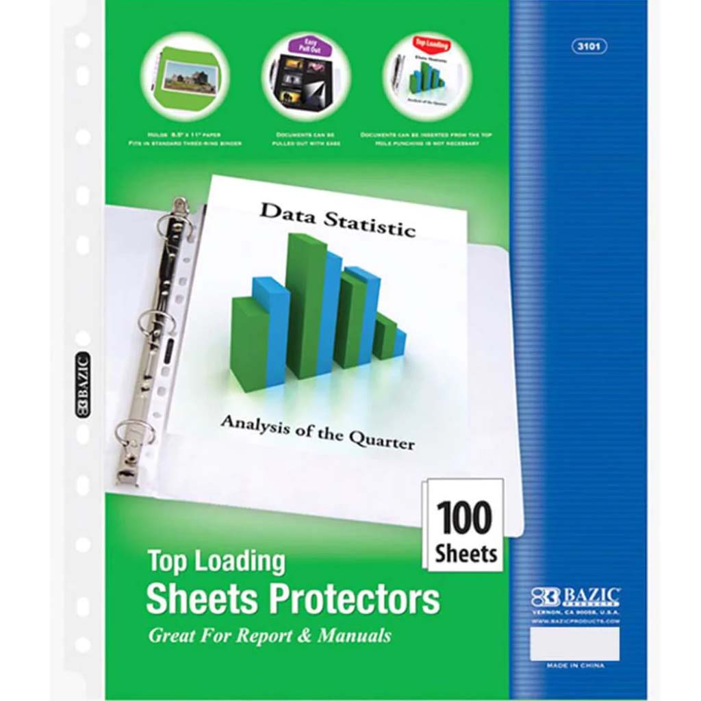 Top Loading Sheet Protector Pack of 100 