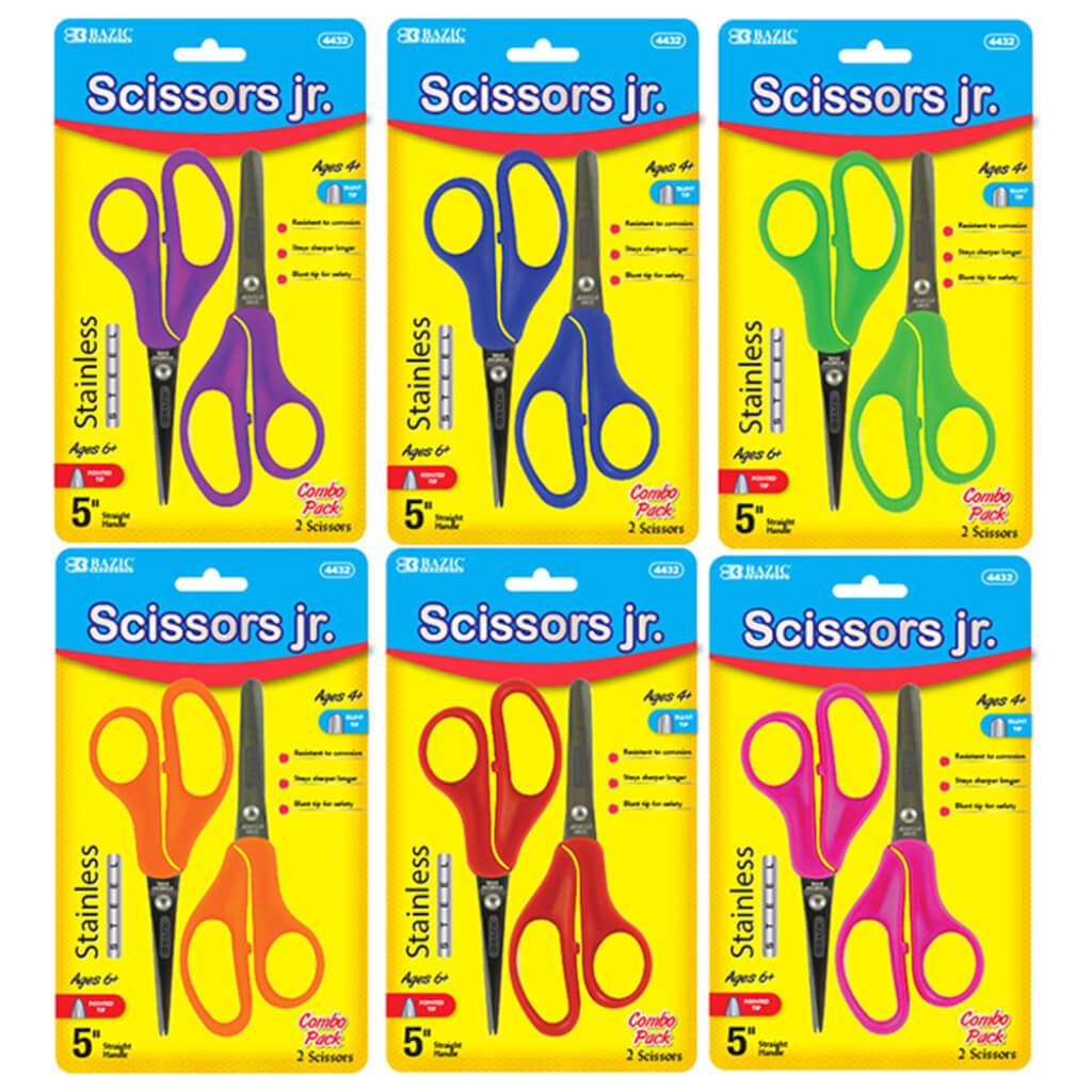 School Scissors Blunt and Pointed Tip 2pcs 