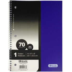 1-Subject Poly Cover Spiral Notebook 70ct