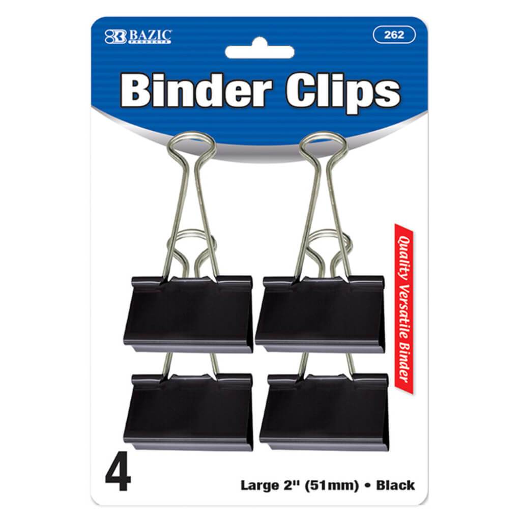 Binder Clips Large Black 51mm 4pcs 