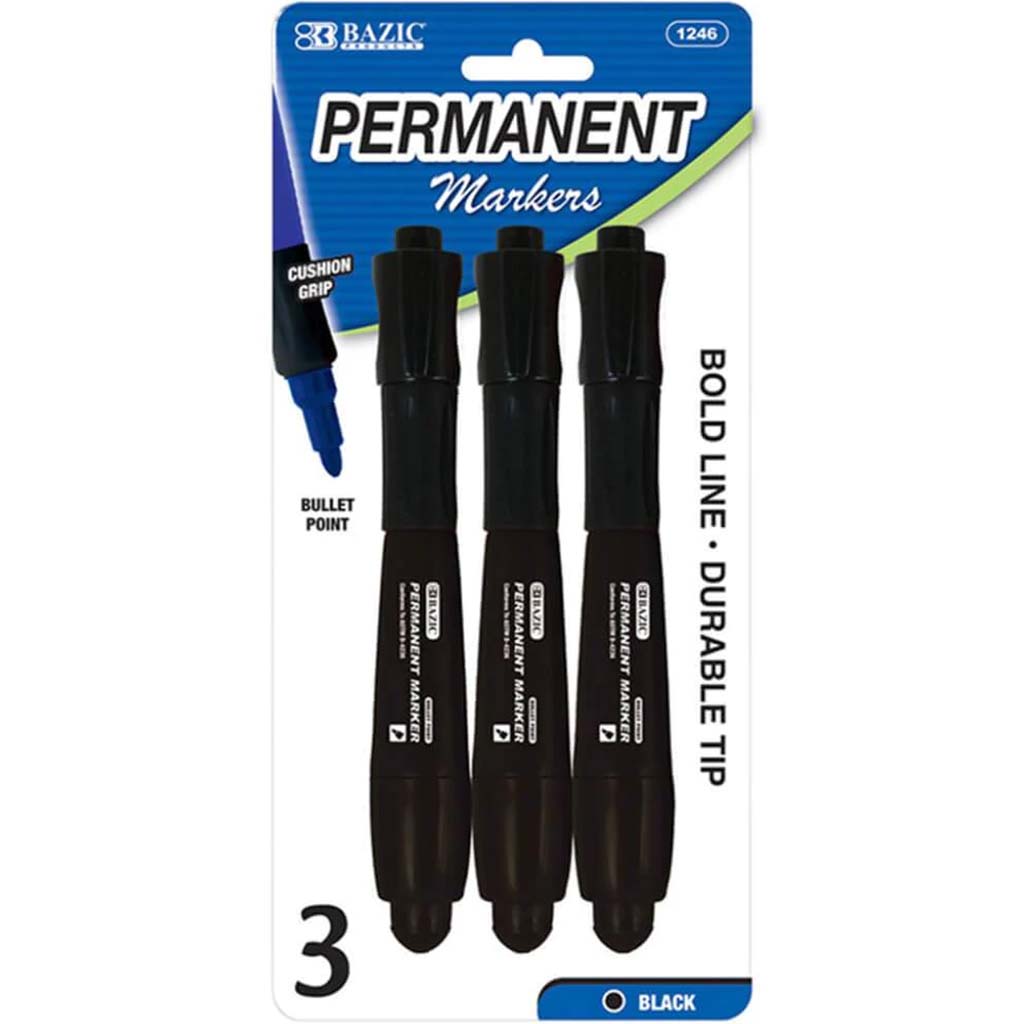 Black Bullet Tip Jumbo Permanent Marker 3ct 