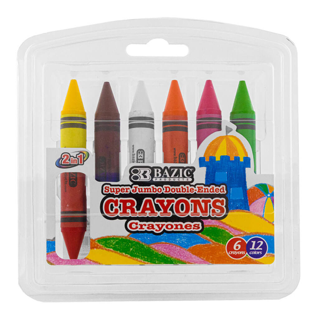 Crayon Plastic Dual Tip 6pcs