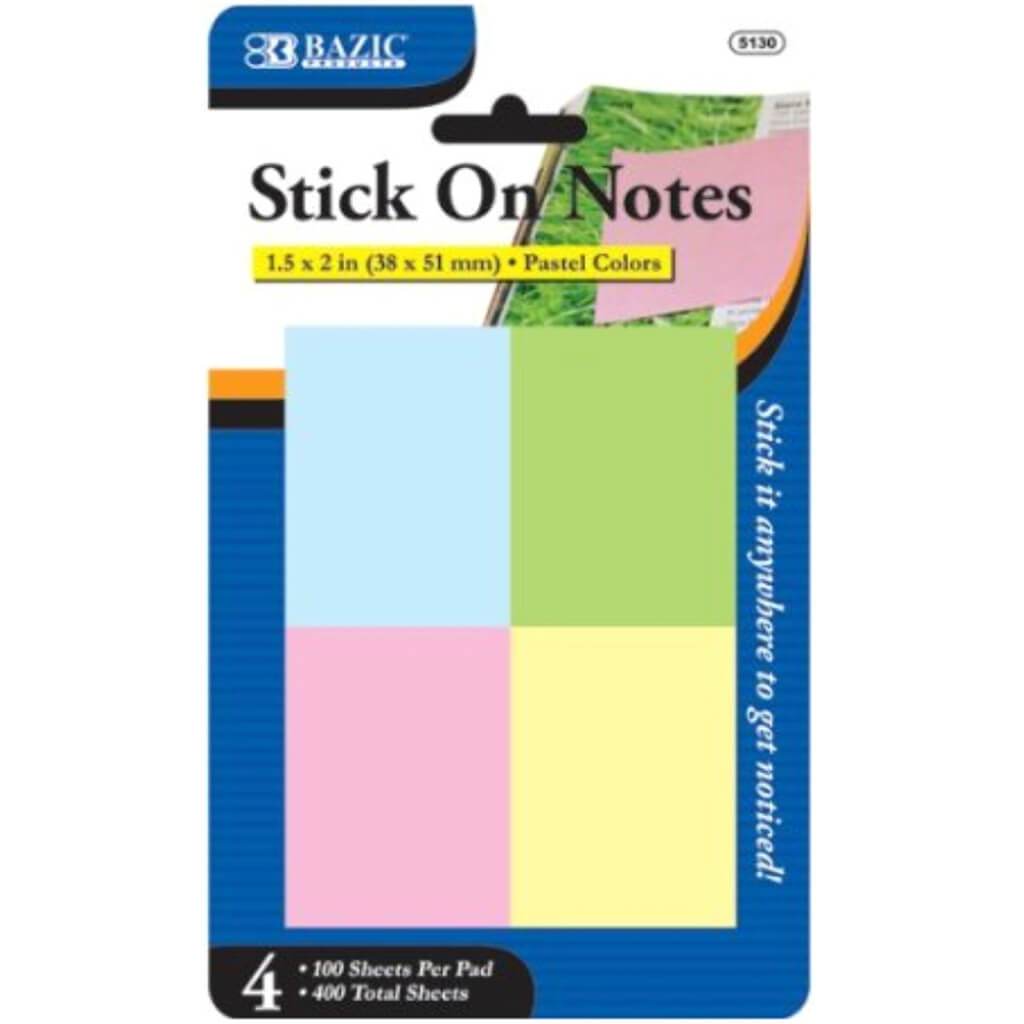 Stick On Notes 1.5in x 2in Set of 4