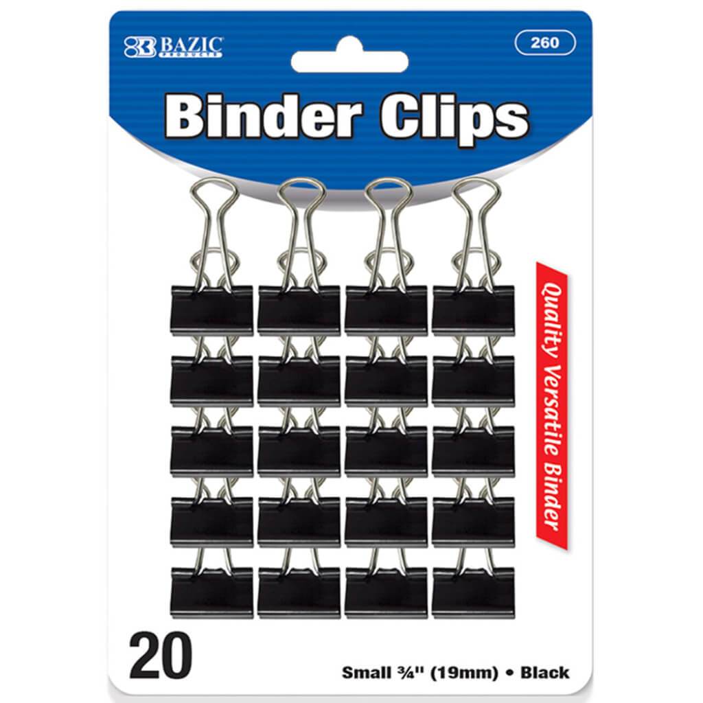 Binder Clips Small Black 19mm 20pcs 