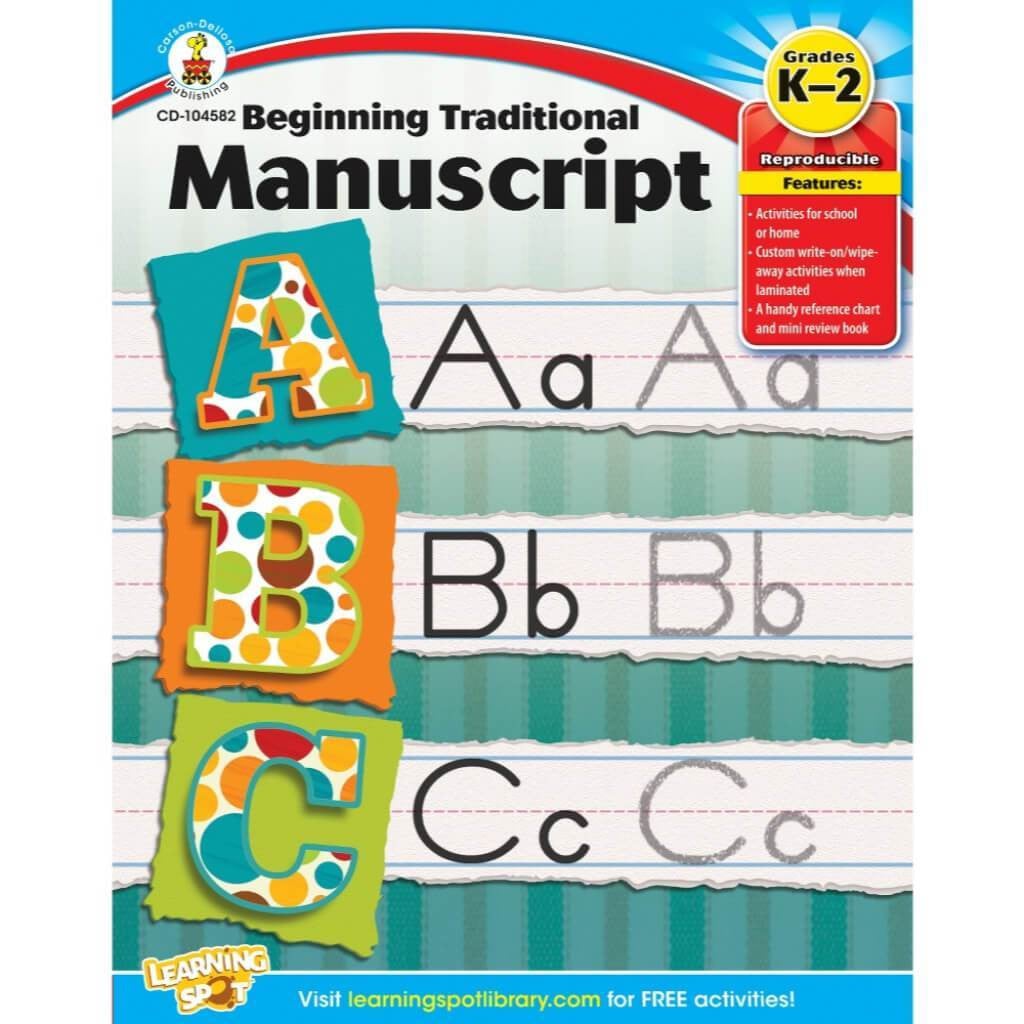 Beginning Traditional Manuscript Workbook Grade Kinder-2 