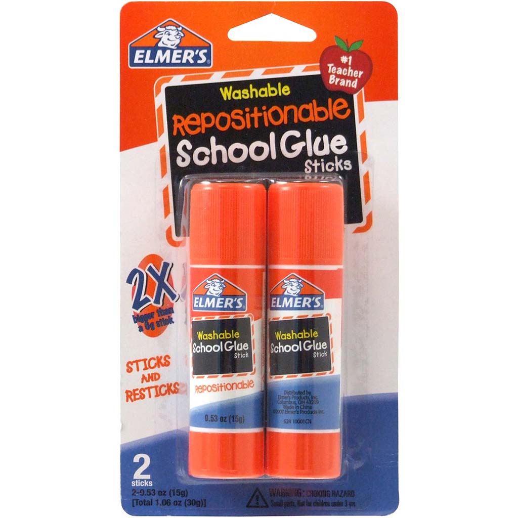 ELMER&#39;S WASHABLE REPOSITIONABL REPOSITIONABLE SCHOOL GLUE 2-0.53OZ 